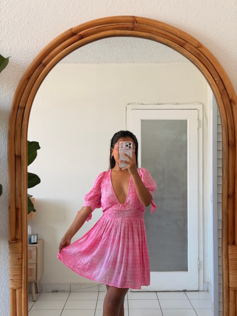 ASOS Pink Mini Dress with Smocked Waist